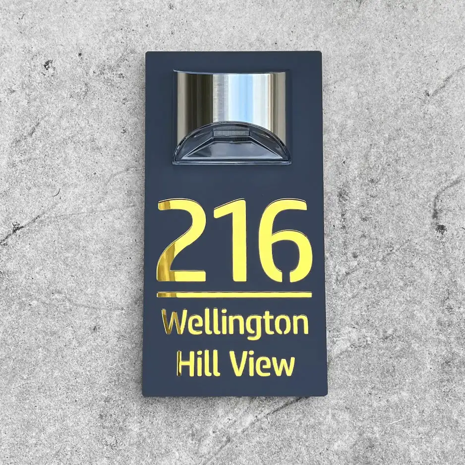 Solar House Number Sign - Stylish Solar-Powered Lighting
