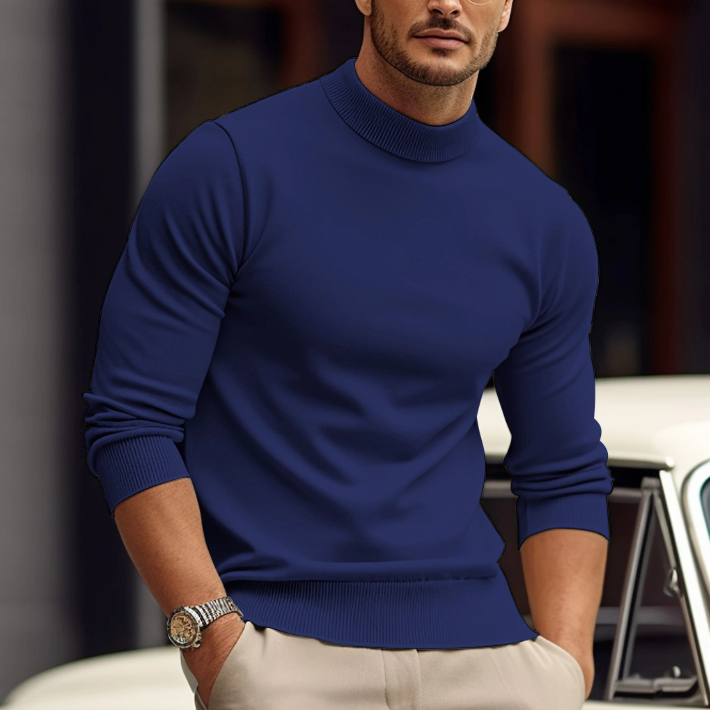 Stylish Roll Neck Jumper for Men - Long Sleeves - Comfort and Style
