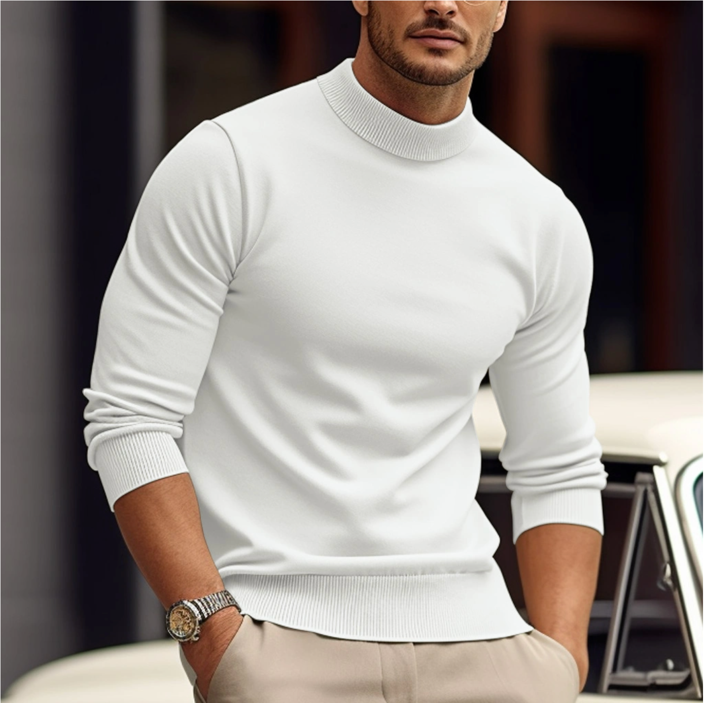 Stylish Roll Neck Jumper for Men - Long Sleeves - Comfort and Style