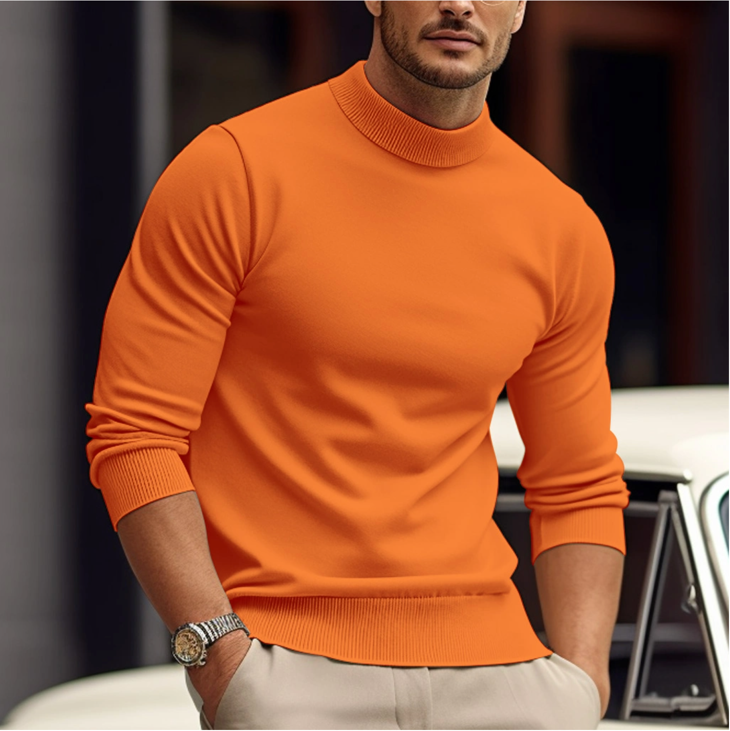 Stylish Roll Neck Jumper for Men - Long Sleeves - Comfort and Style