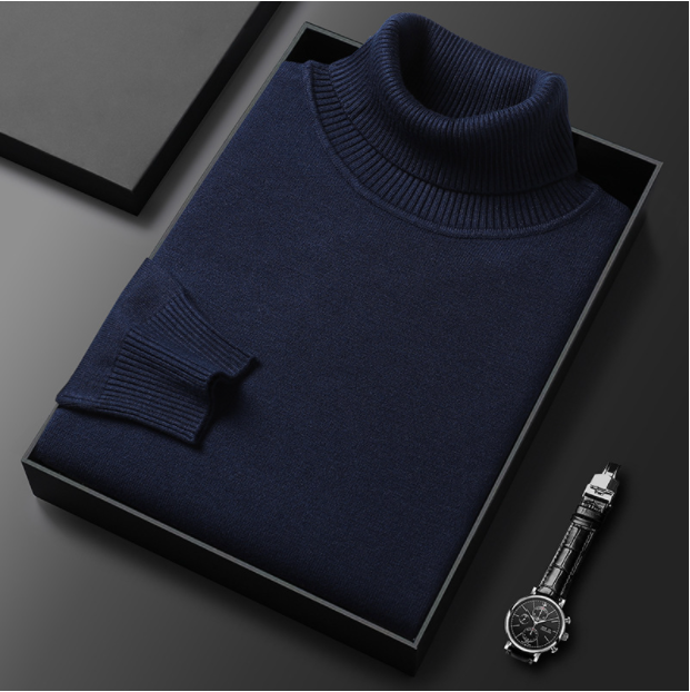 Luxury Knitwear Cashmere Cotton Roll Neck Jumper for Men