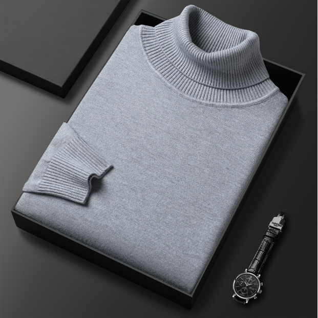 Luxury Knitwear Cashmere Cotton Roll Neck Jumper for Men