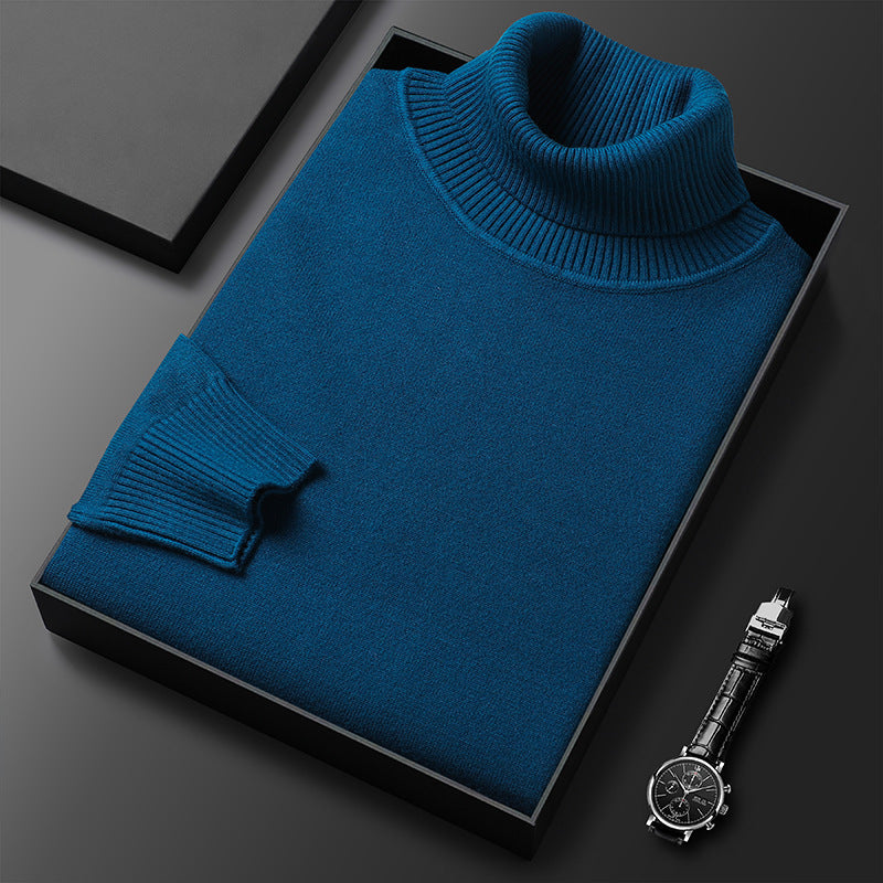 Luxury Knitwear Cashmere Cotton Roll Neck Jumper for Men
