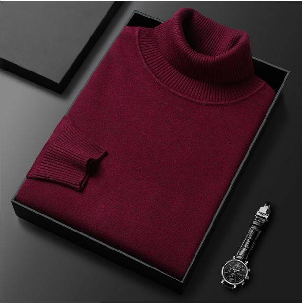 Luxury Knitwear Cashmere Cotton Roll Neck Jumper for Men