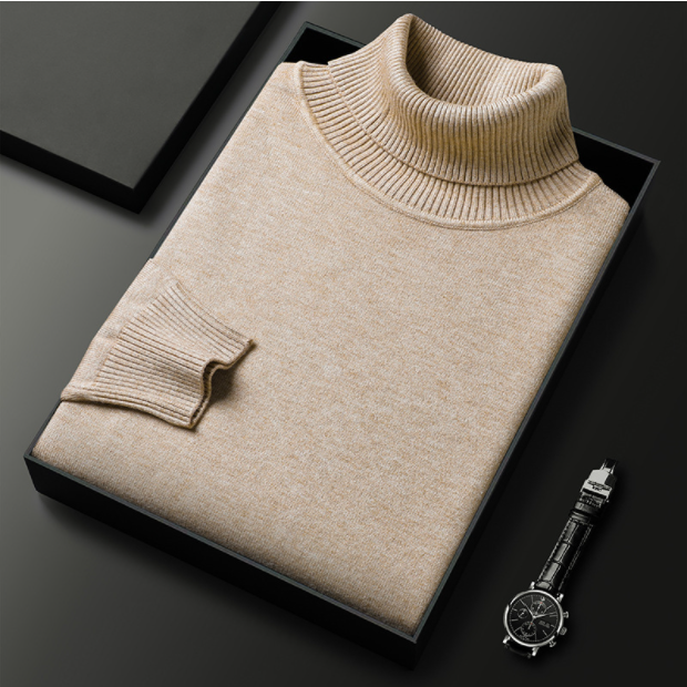 Luxury Knitwear Cashmere Cotton Roll Neck Jumper for Men