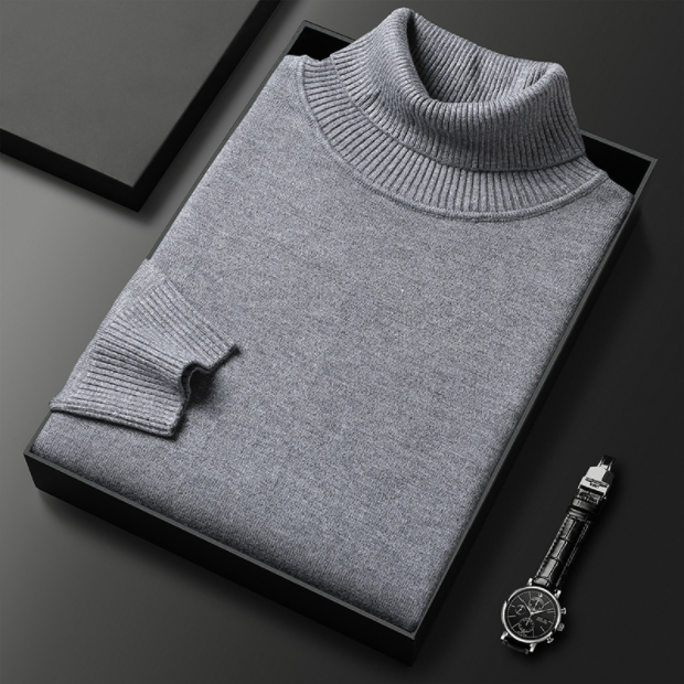 Luxury Knitwear Cashmere Cotton Roll Neck Jumper for Men
