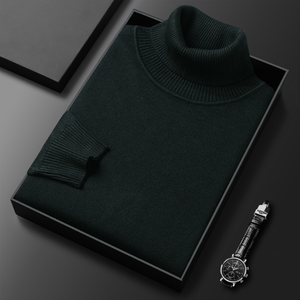 Luxury Knitwear Cashmere Cotton Roll Neck Jumper for Men