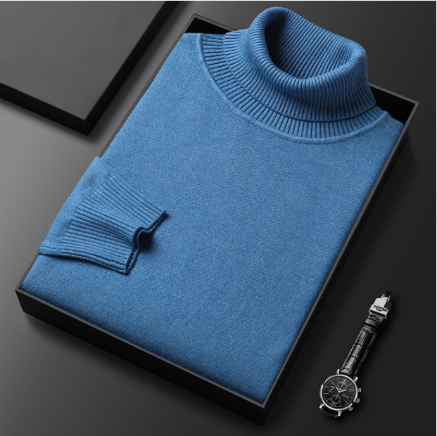 Luxury Knitwear Cashmere Cotton Roll Neck Jumper for Men