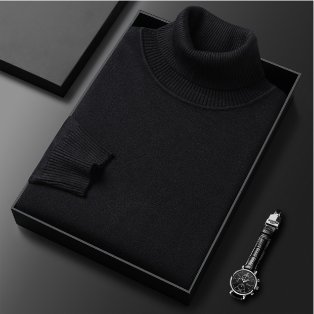 Luxury Knitwear Cashmere Cotton Roll Neck Jumper for Men