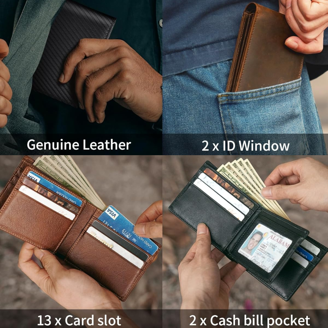 Men's Wallet - Genuine Leather RFID Bifold | StitchCraft