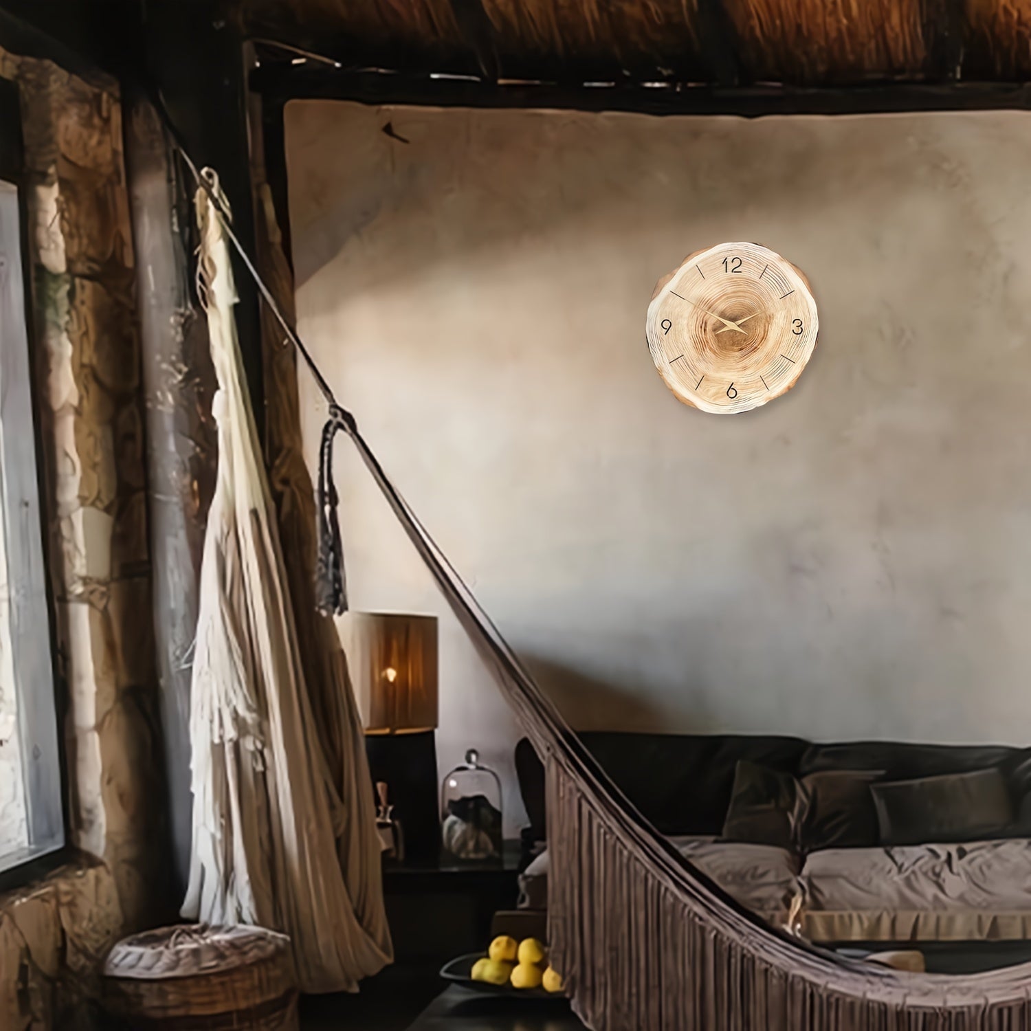 Silent Wooden Wall Clock Dandy - Realistic Texture