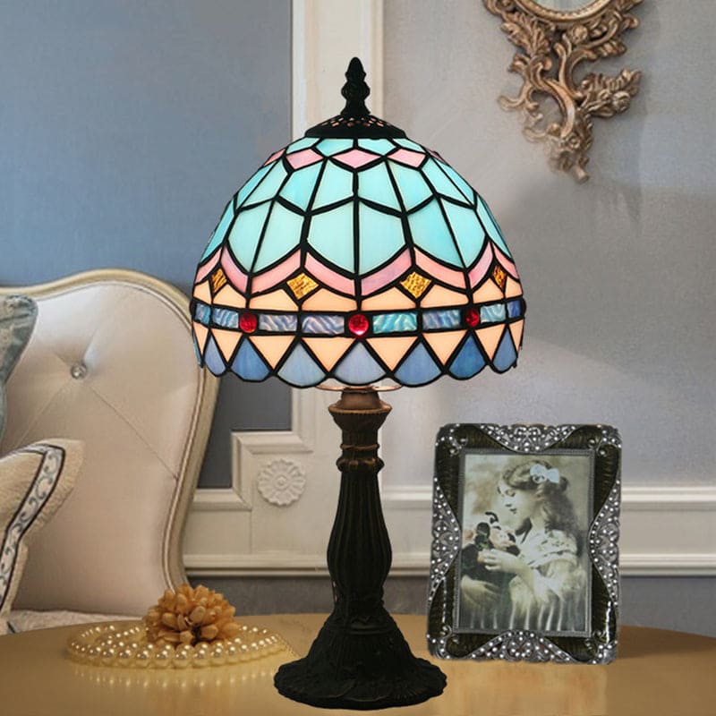 Tiffany Glass Table Lamp - Classic Lead Lines