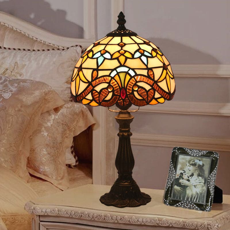 Tiffany Glass Table Lamp - Classic Lead Lines