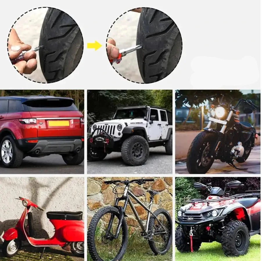 Professional Puncture Repair Kit | Tyre Inflation Set | Holiday Kit for Any Vehicle | Suitable for Large & Small Tyres | Easy to Use | Rubber Repair Nails with Vacuum Seal