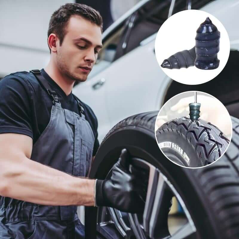 Professional Puncture Repair Kit | Tyre Inflation Set | Holiday Kit for Any Vehicle | Suitable for Large & Small Tyres | Easy to Use | Rubber Repair Nails with Vacuum Seal