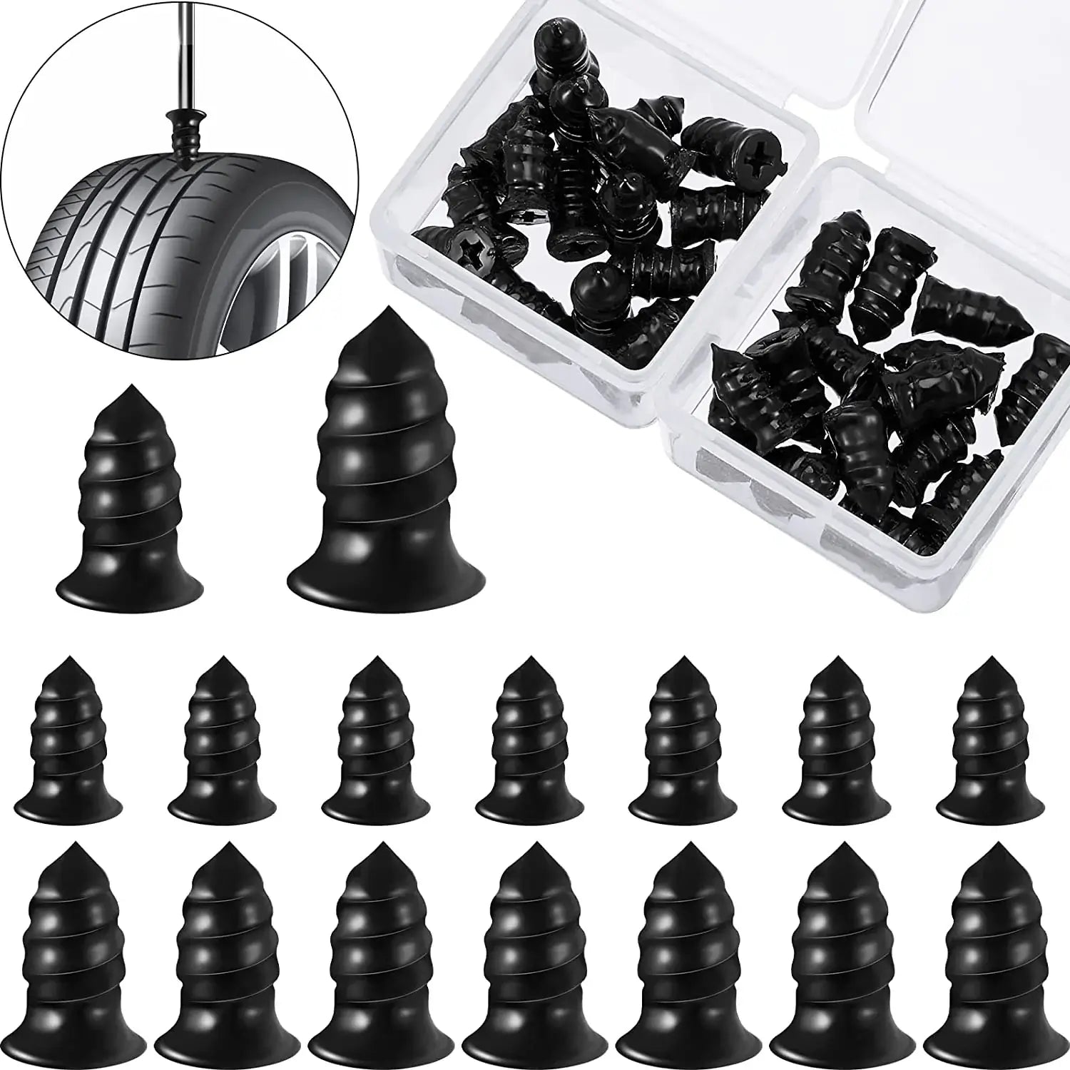 Professional Puncture Repair Kit | Tyre Inflation Set | Holiday Kit for Any Vehicle | Suitable for Large & Small Tyres | Easy to Use | Rubber Repair Nails with Vacuum Seal