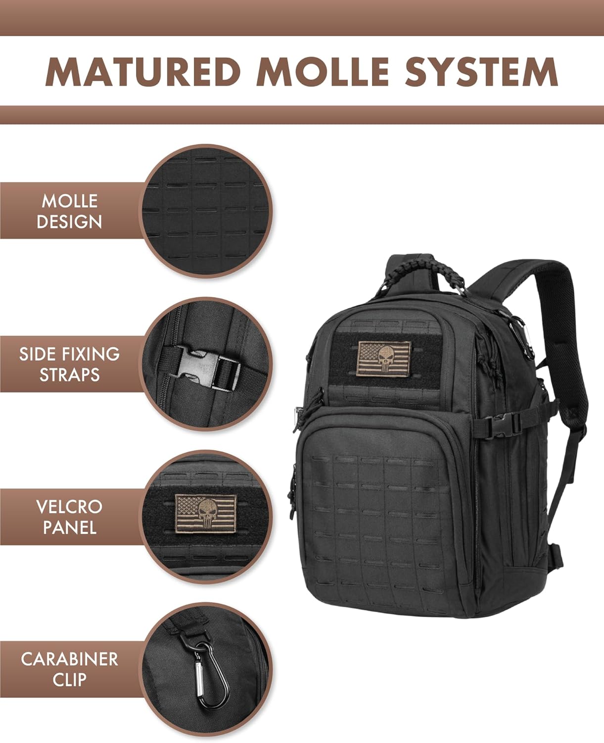 35L Outdoor Tactical Backpack with Molle System and Laptop Compartment