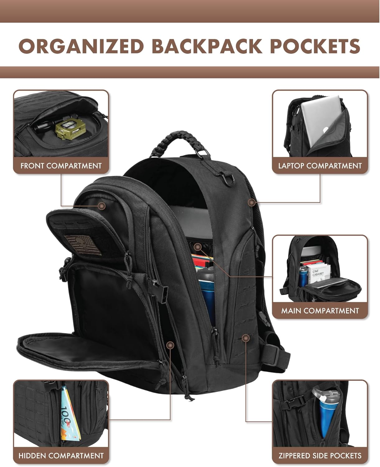 35L Outdoor Tactical Backpack with Molle System and Laptop Compartment