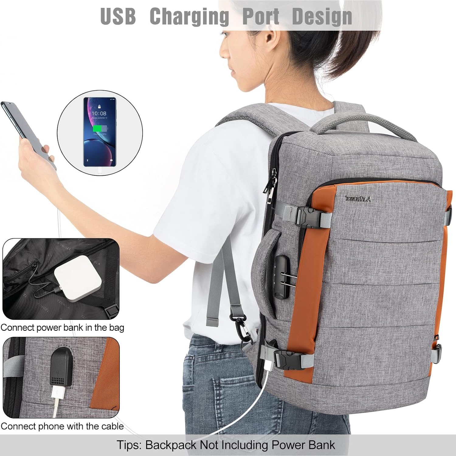 40L Waterproof Travel Laptop Backpack with USB Port & Anti-Theft Protection – AeroPack