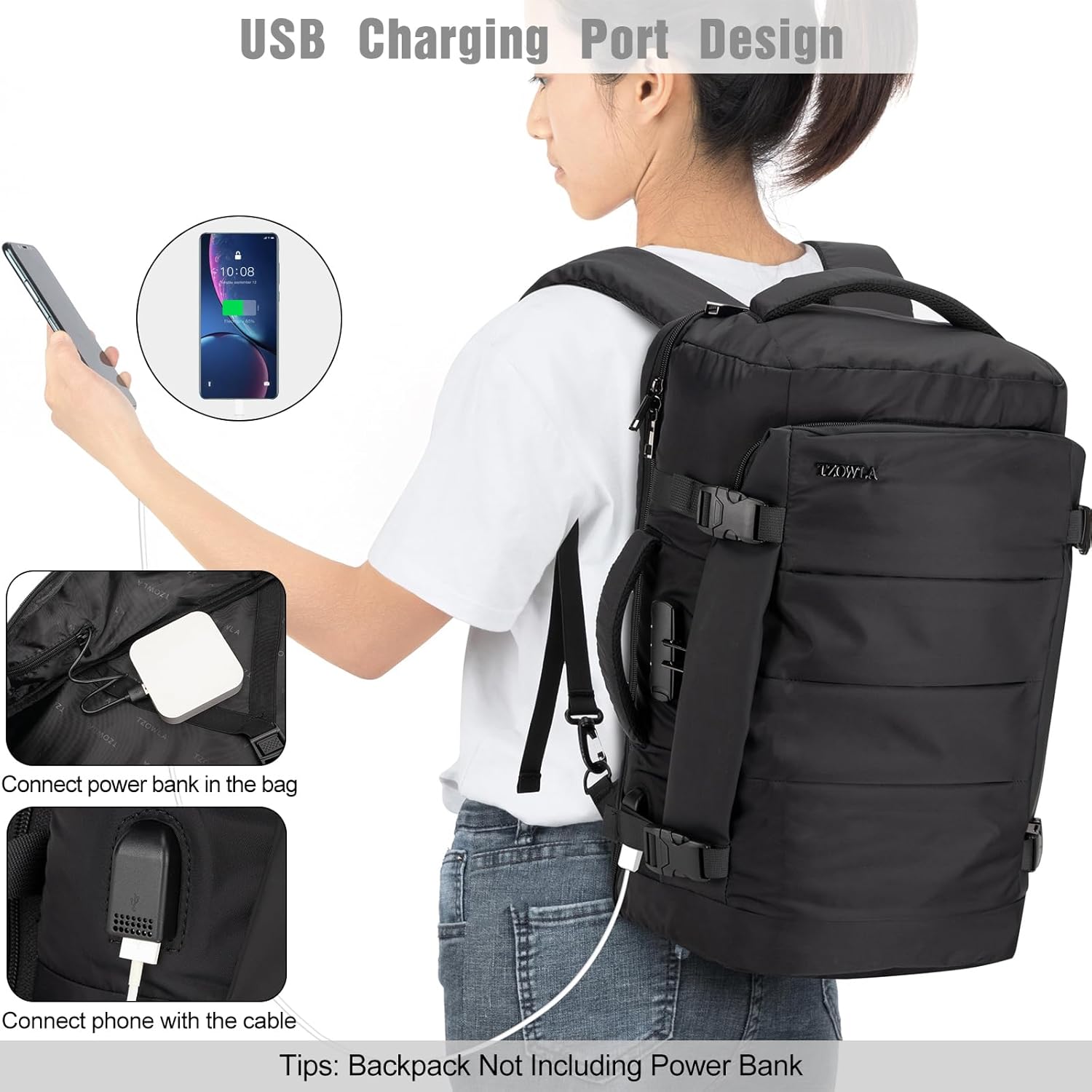 40L Waterproof Travel Laptop Backpack with USB Port & Anti-Theft Protection – AeroPack