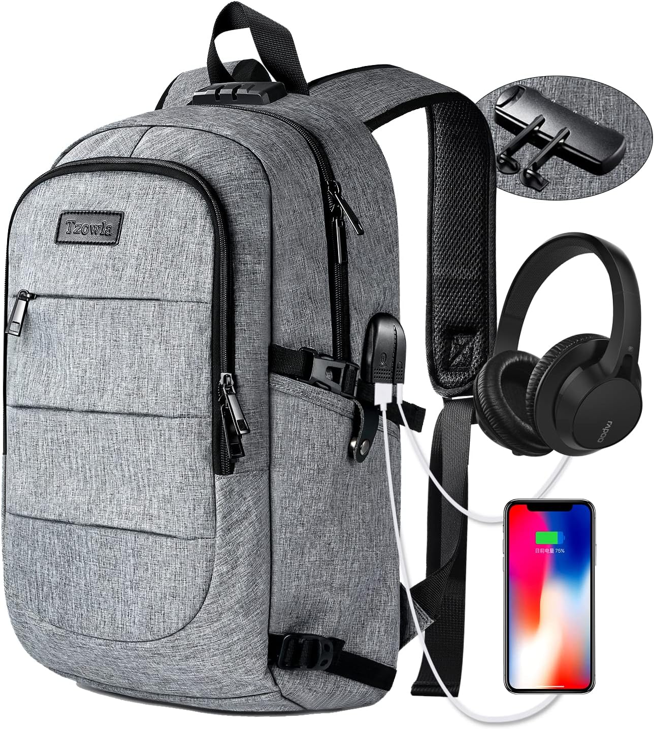 Extra Large Anti-Theft Laptop and Travel Backpack with USB Port – 30–50L