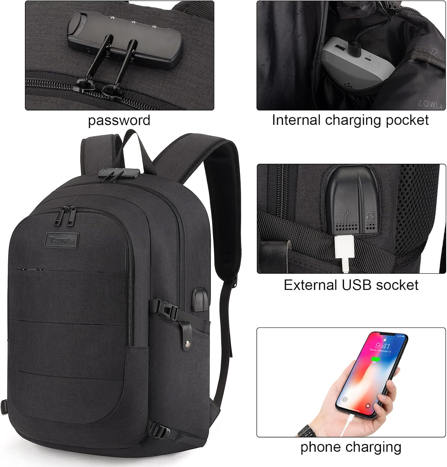 Extra Large Anti-Theft Laptop and Travel Backpack with USB Port – 30–50L