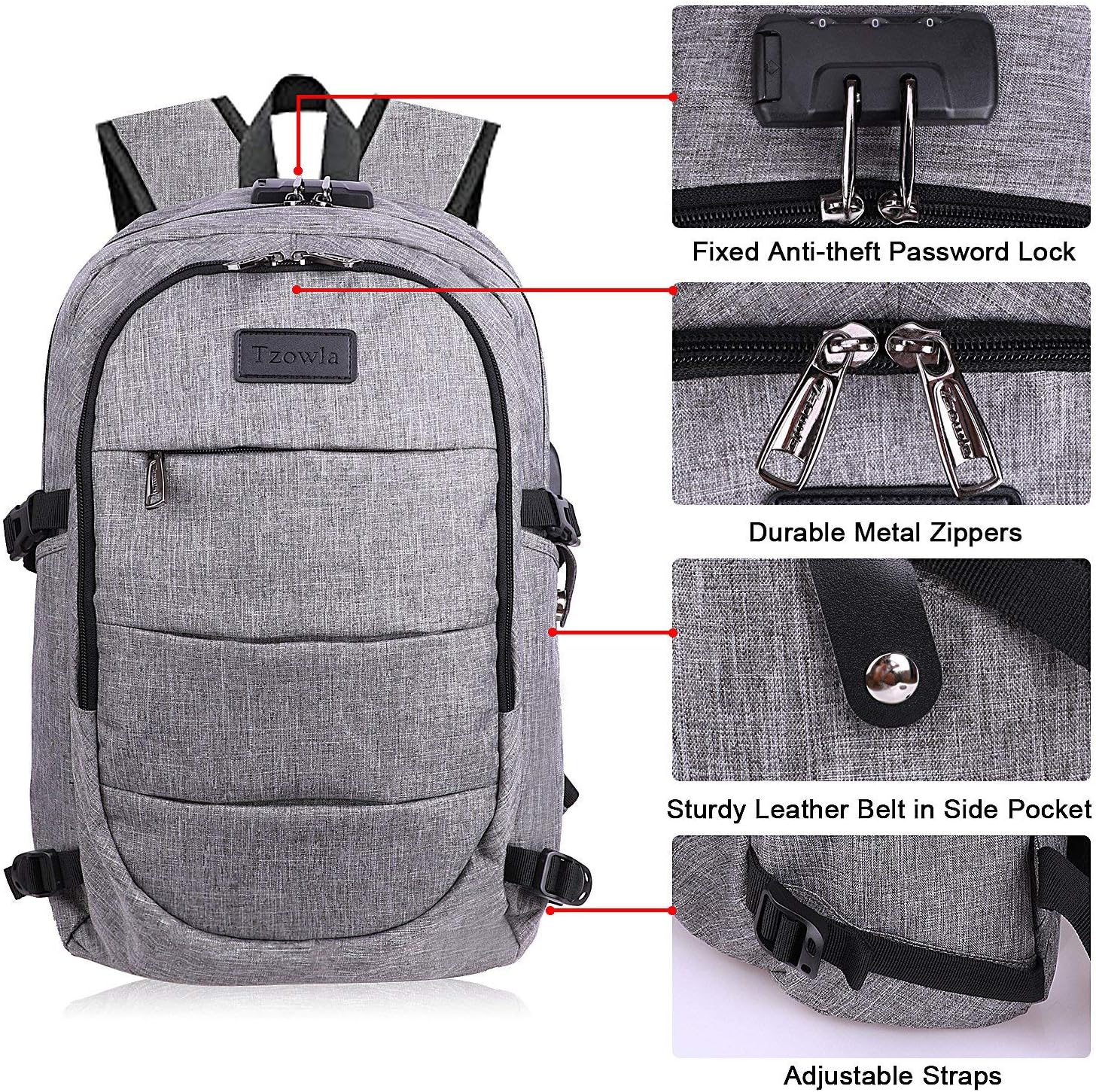 Extra Large Anti-Theft Laptop and Travel Backpack with USB Port – 30–50L