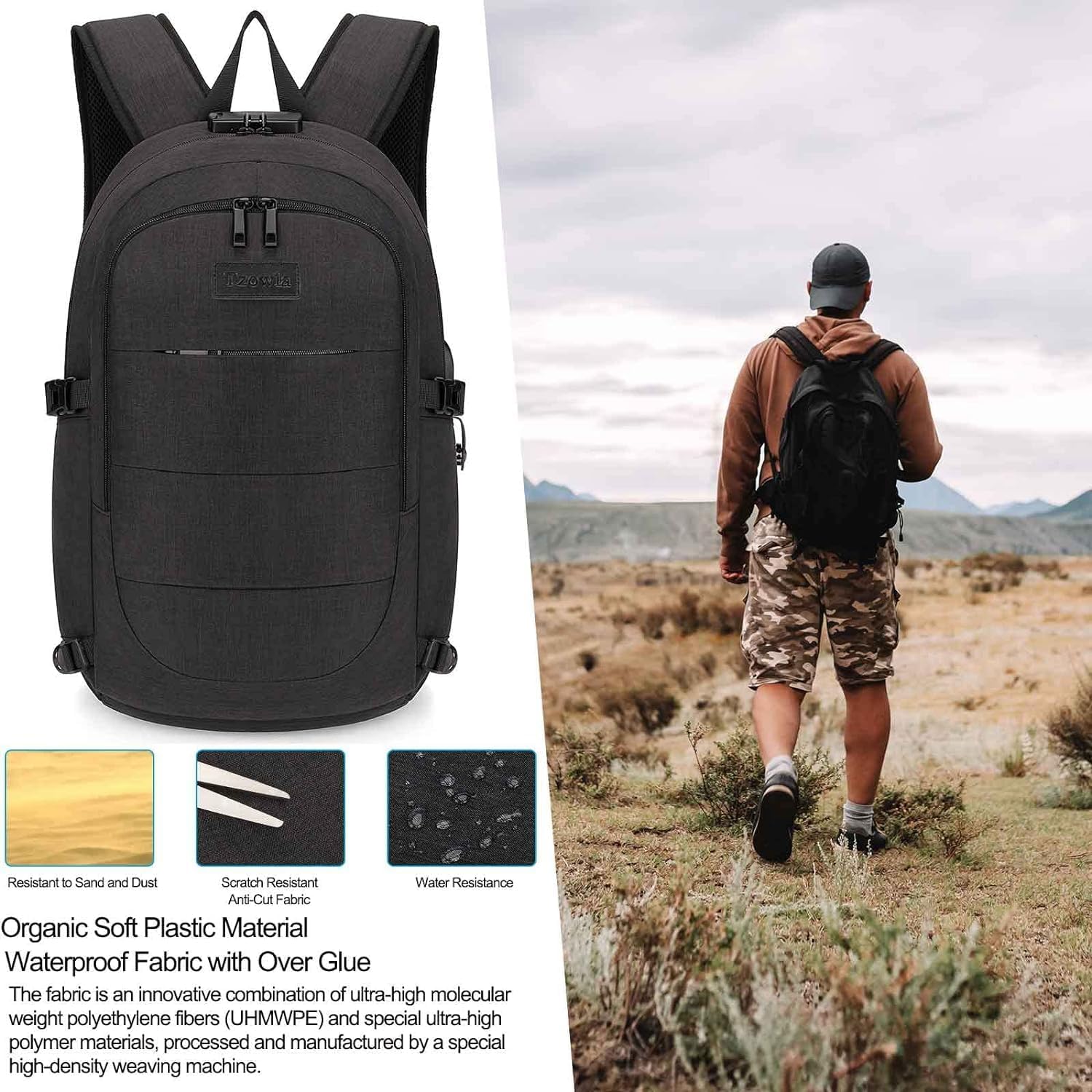 Extra Large Anti-Theft Laptop and Travel Backpack with USB Port – 30–50L