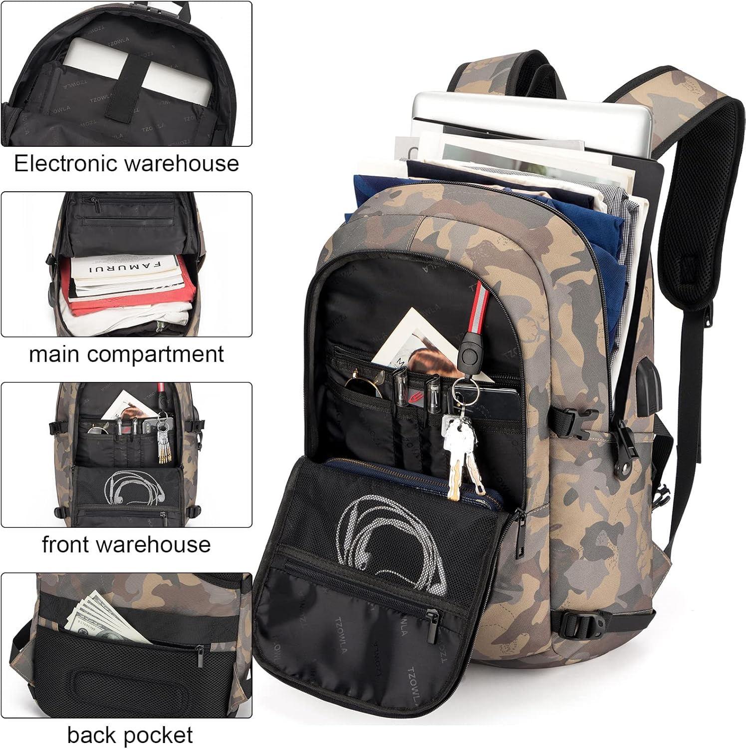 Extra Large Anti-Theft Laptop and Travel Backpack with USB Port – 30–50L