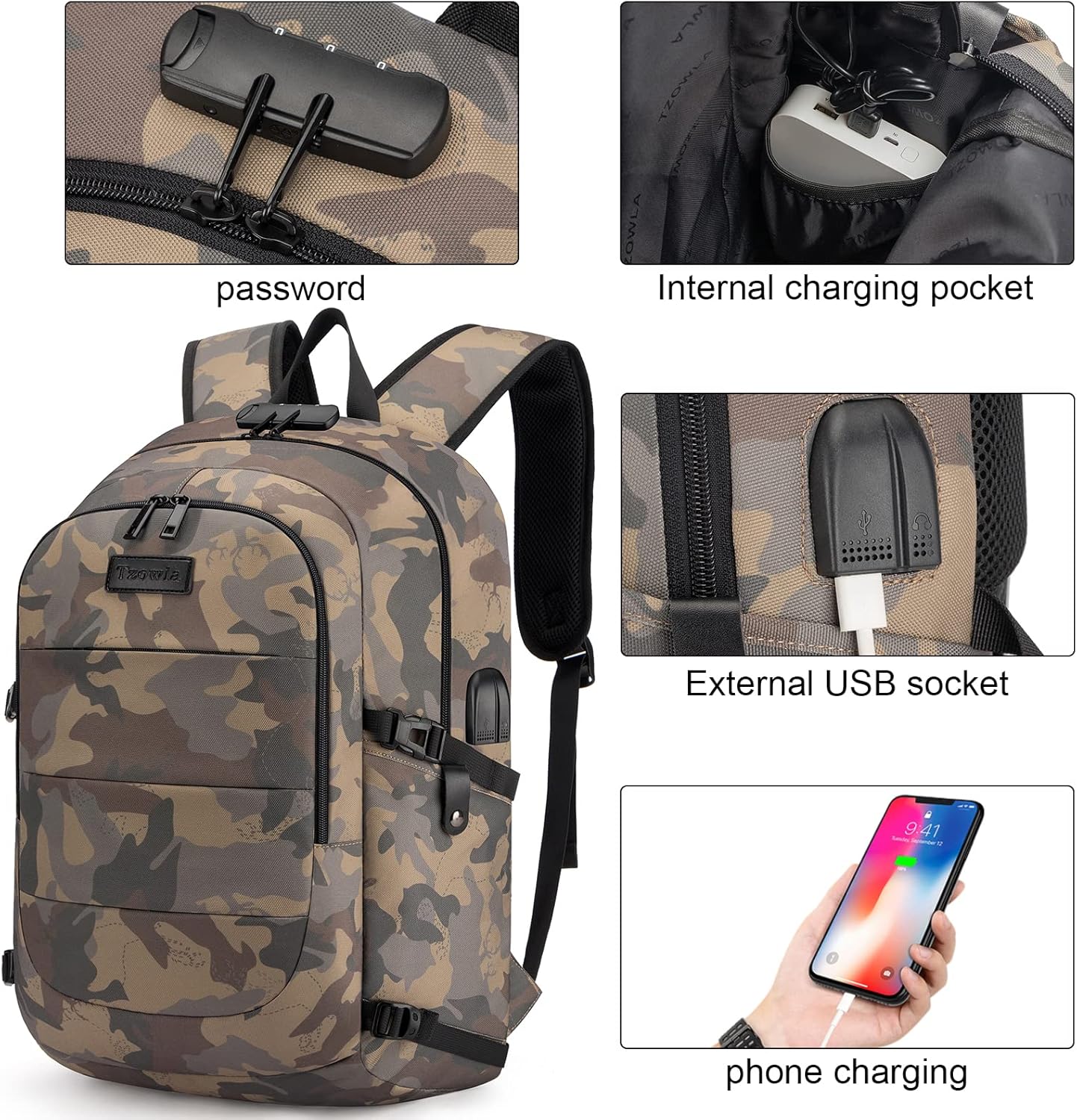 Extra Large Anti-Theft Laptop and Travel Backpack with USB Port – 30–50L