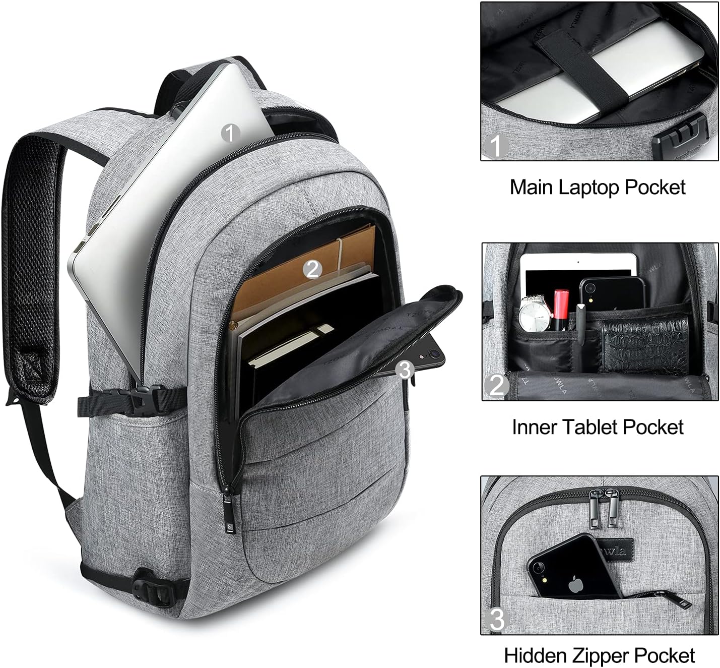 Extra Large Anti-Theft Laptop and Travel Backpack with USB Port – 30–50L
