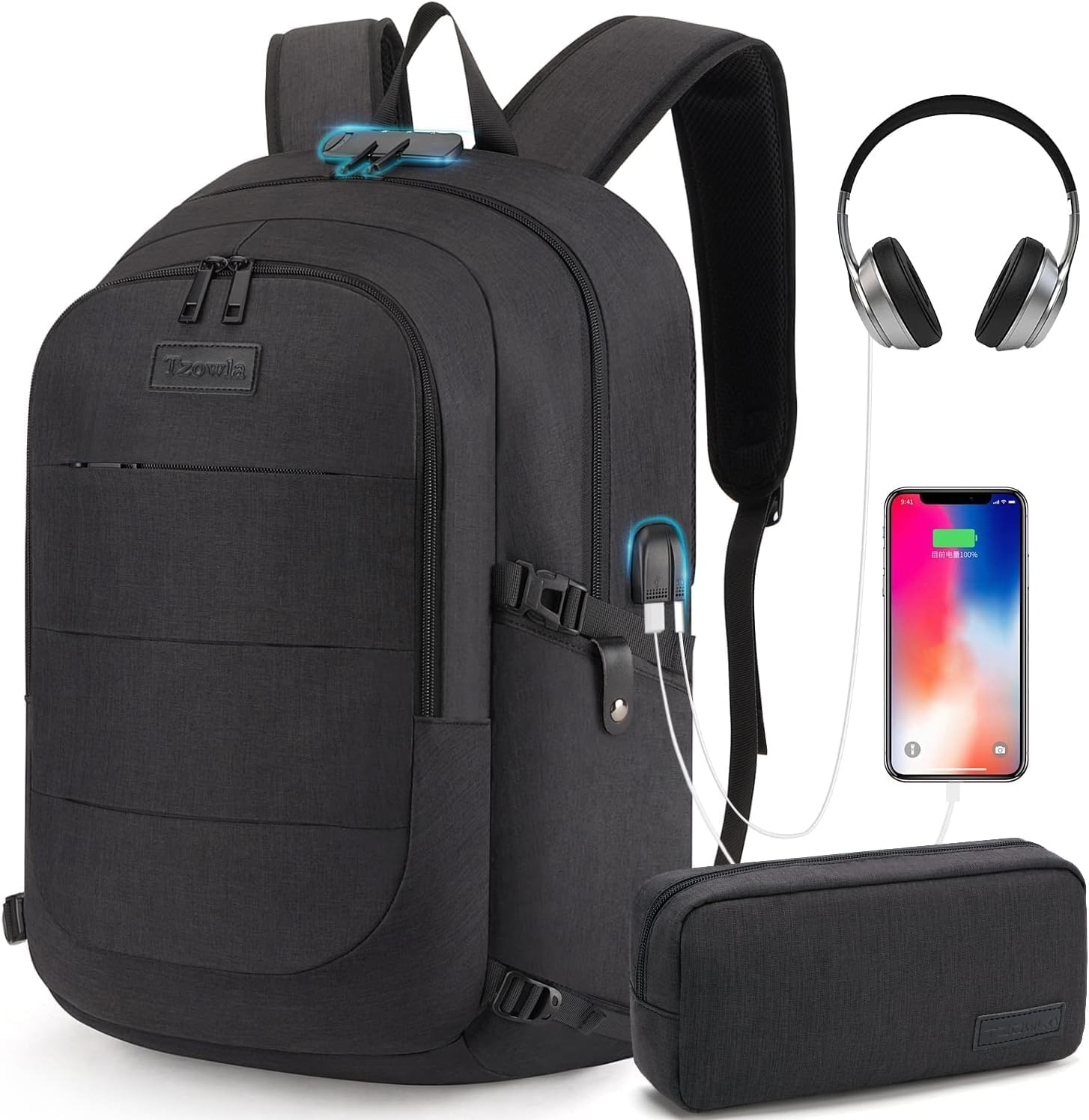 Extra Large Anti-Theft Laptop and Travel Backpack with USB Port – 30–50L