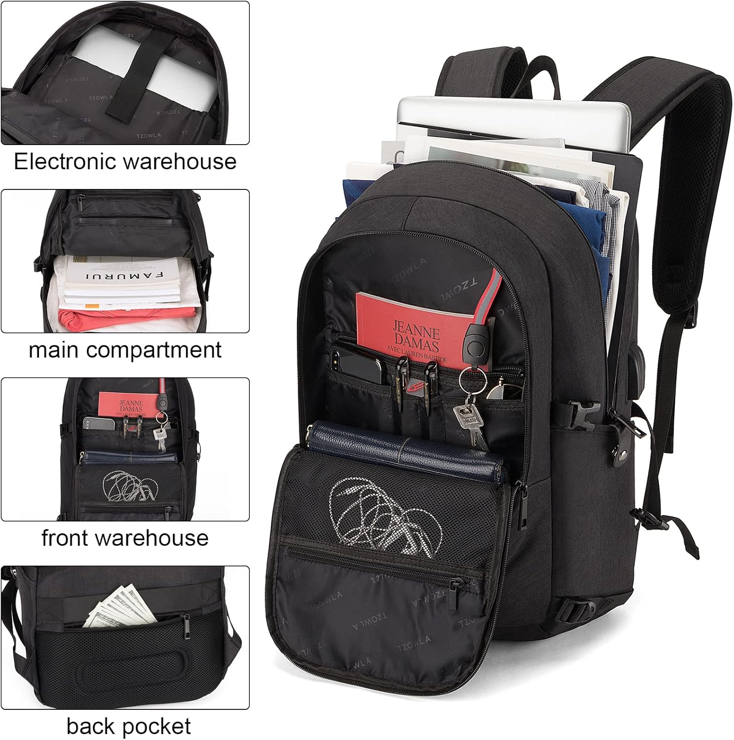 Extra Large Anti-Theft Laptop and Travel Backpack with USB Port – 30–50L