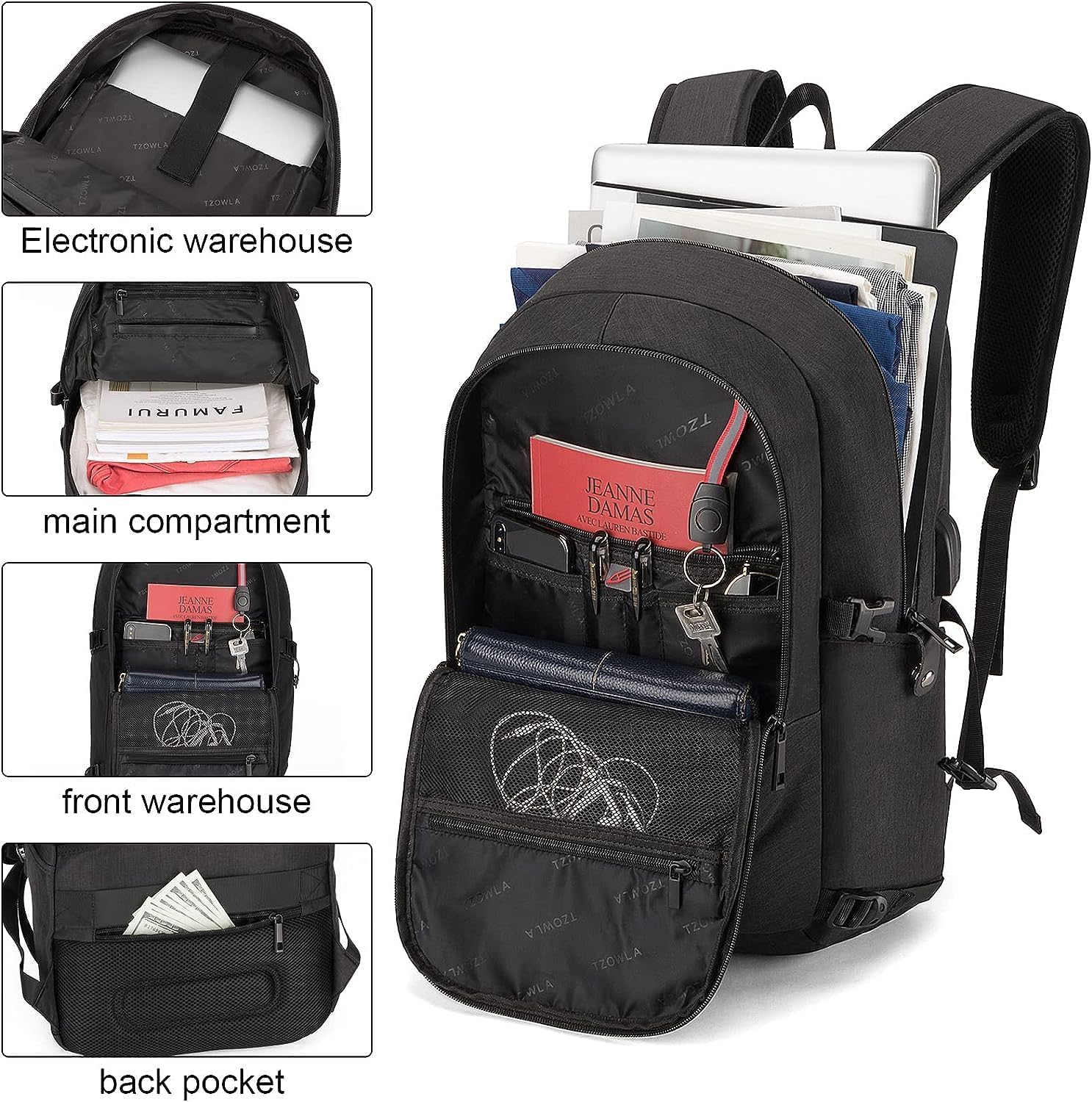 Extra Large Anti-Theft Laptop and Travel Backpack with USB Port – 30–50L
