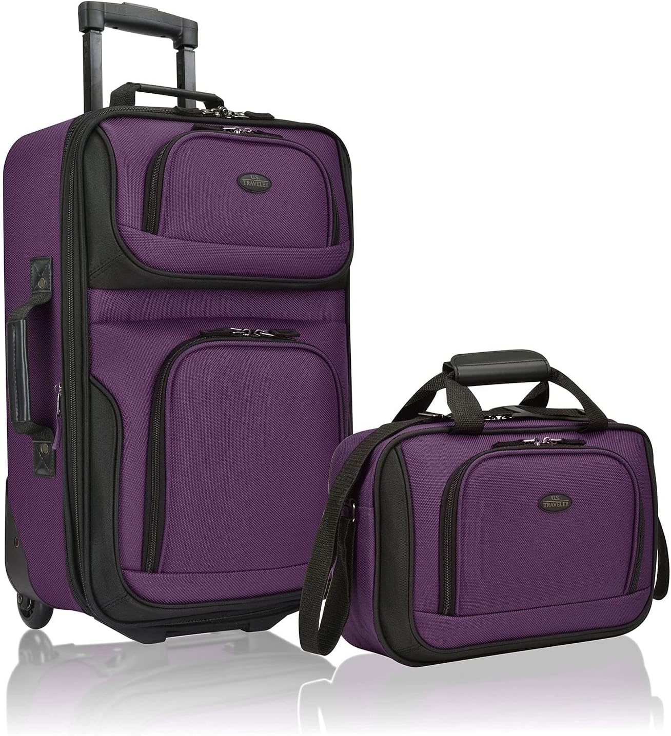 2-piece soft luggage set with expandable design and skate wheels