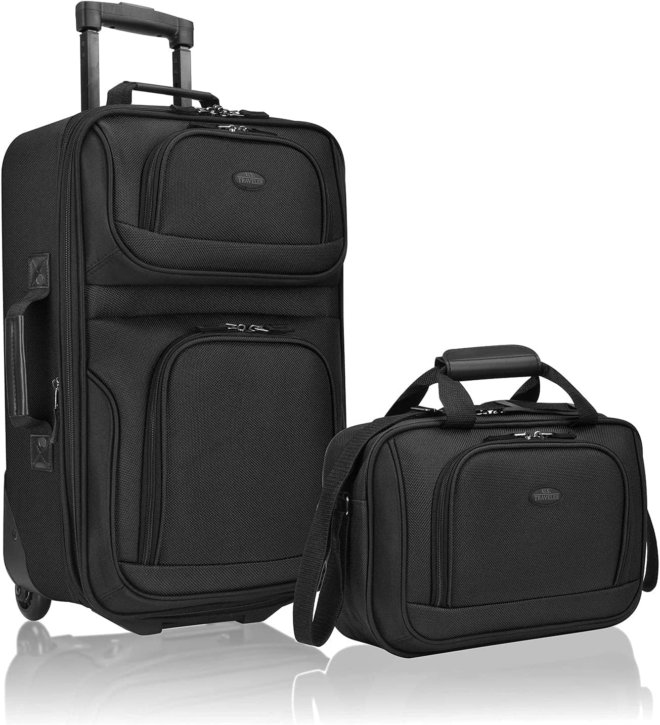 2-piece soft luggage set with expandable design and skate wheels