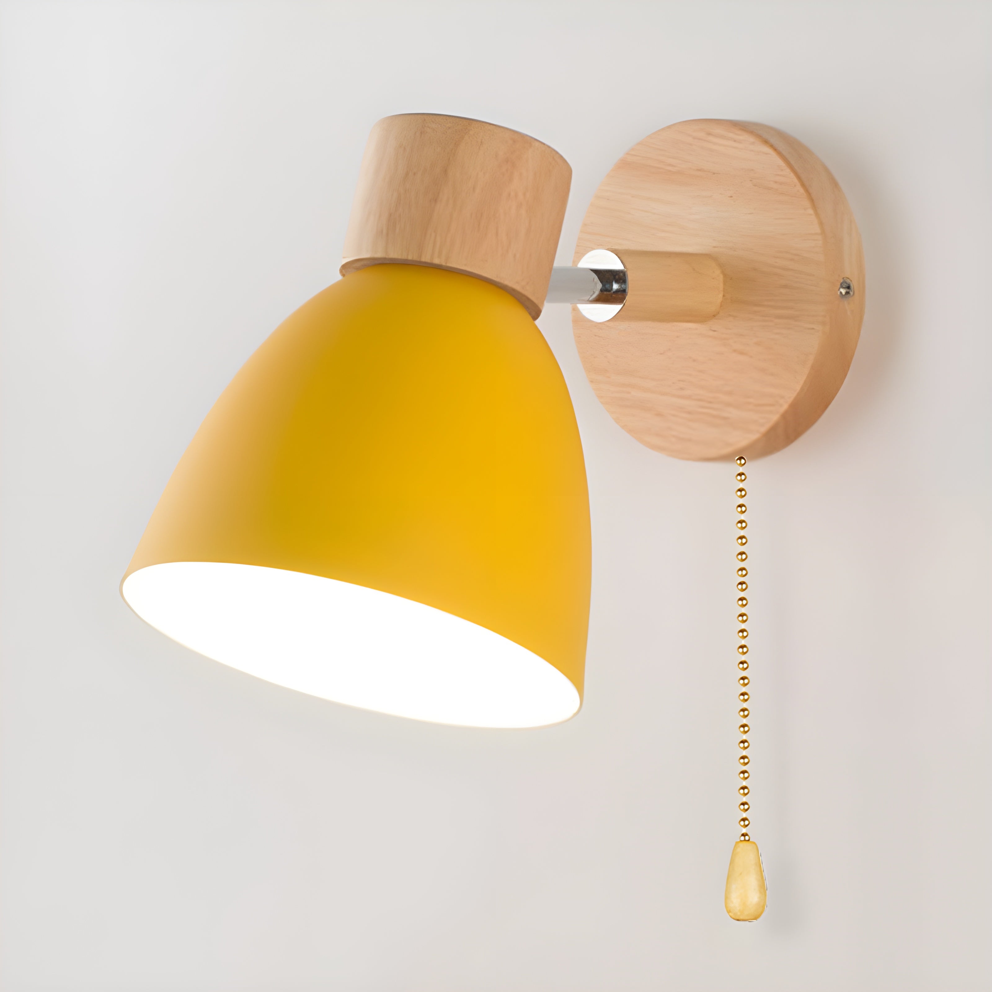 Wood Nordic Wall Lamp with Switch for the Bedroom
