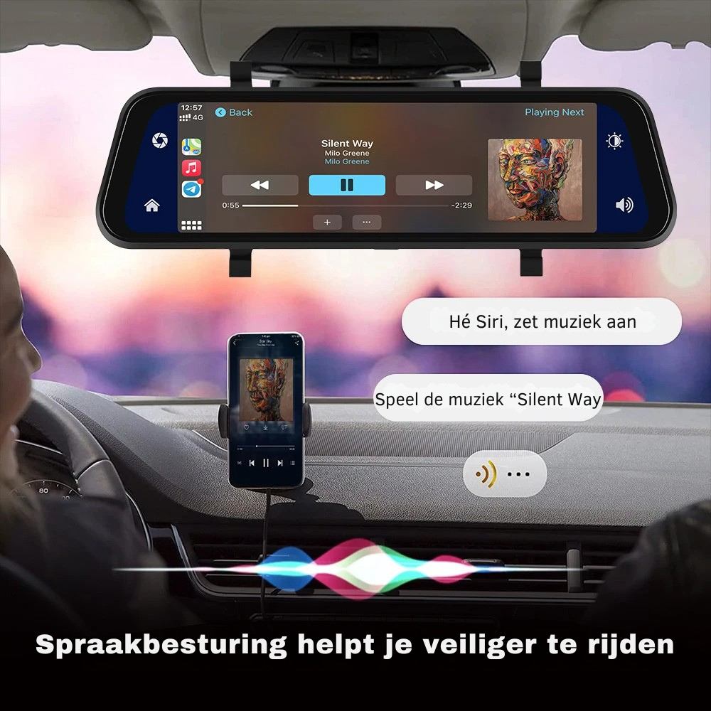 Ultra HD Mirror Dashcam - Wireless CarPlay & Android Auto