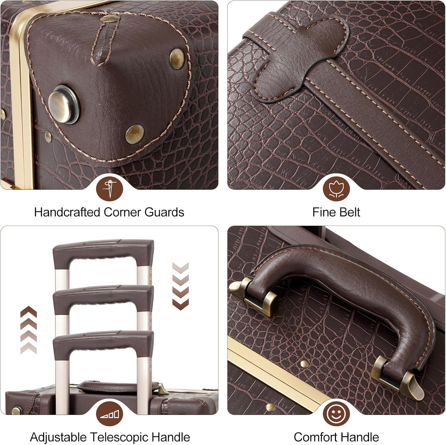 2-Piece Vintage-Inspired Luggage Set with Spinner Wheels and Protective Cover