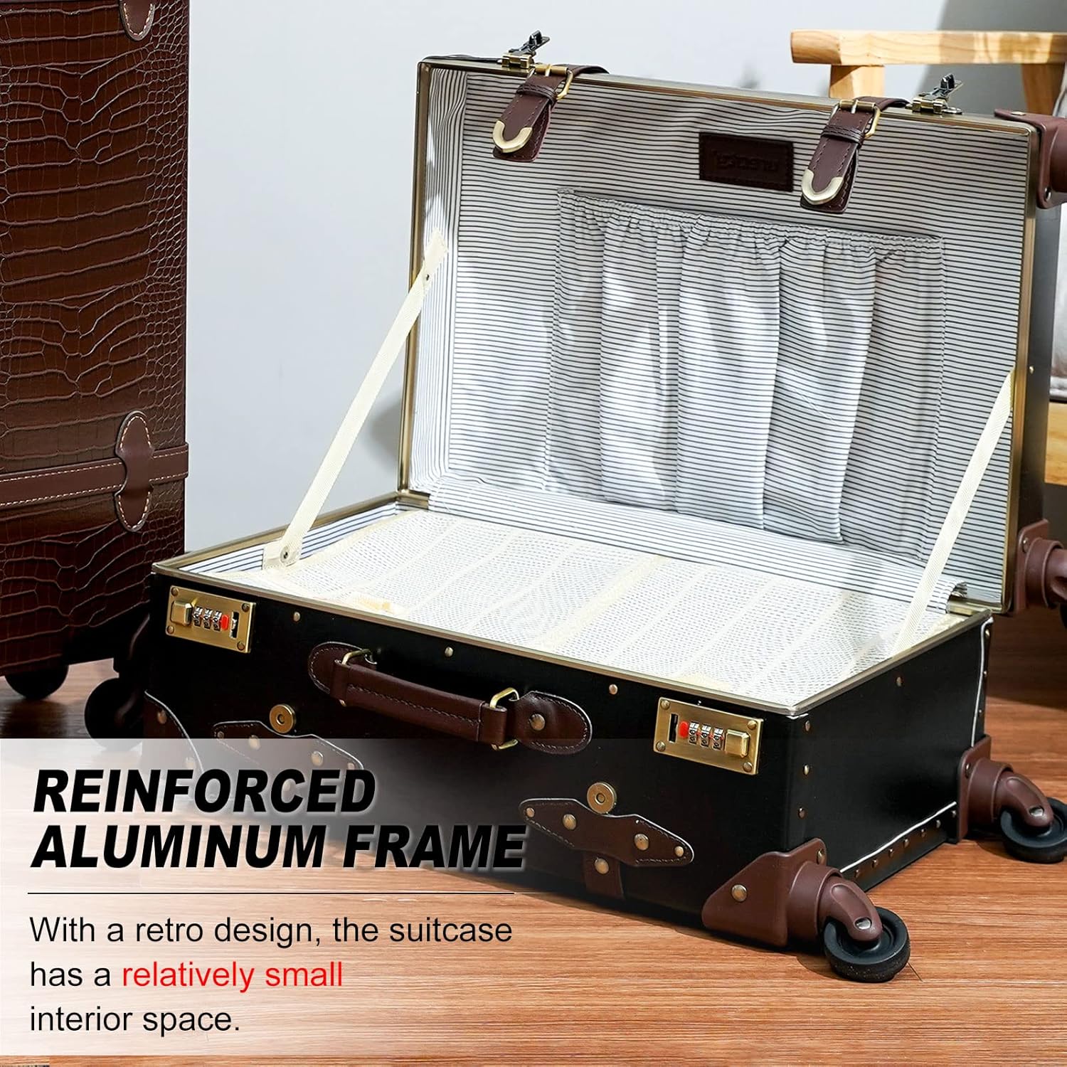 2-Piece Vintage-Inspired Luggage Set with Spinner Wheels and Protective Cover