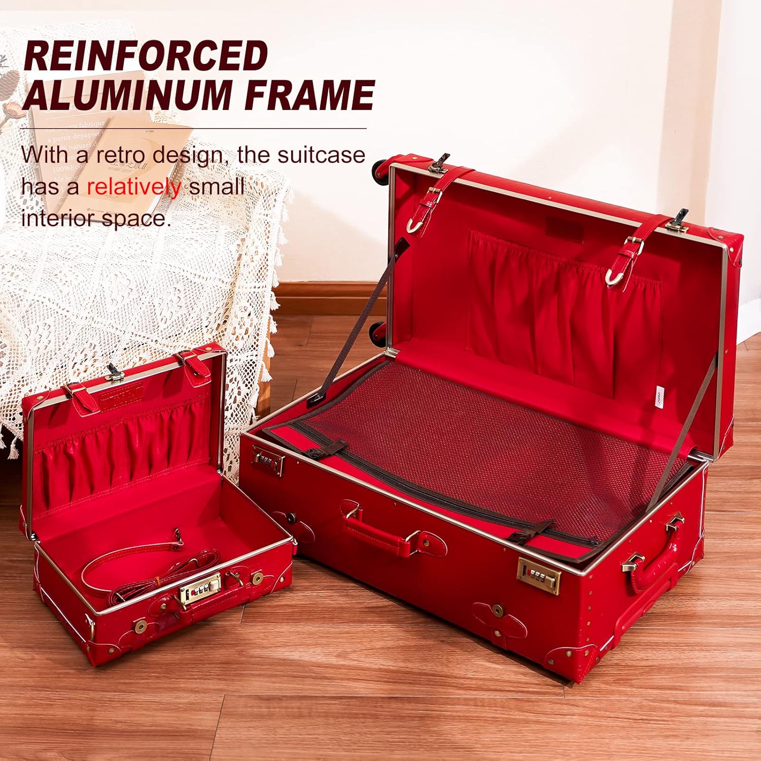 2-Piece Vintage-Inspired Luggage Set with Spinner Wheels and Protective Cover