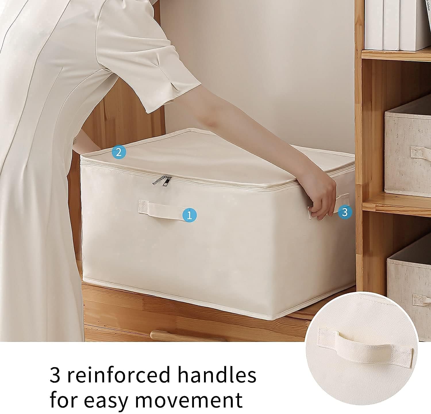 Canvas Clothes Storage Organiser – Double Zip Bag with Handles and Viewing Window