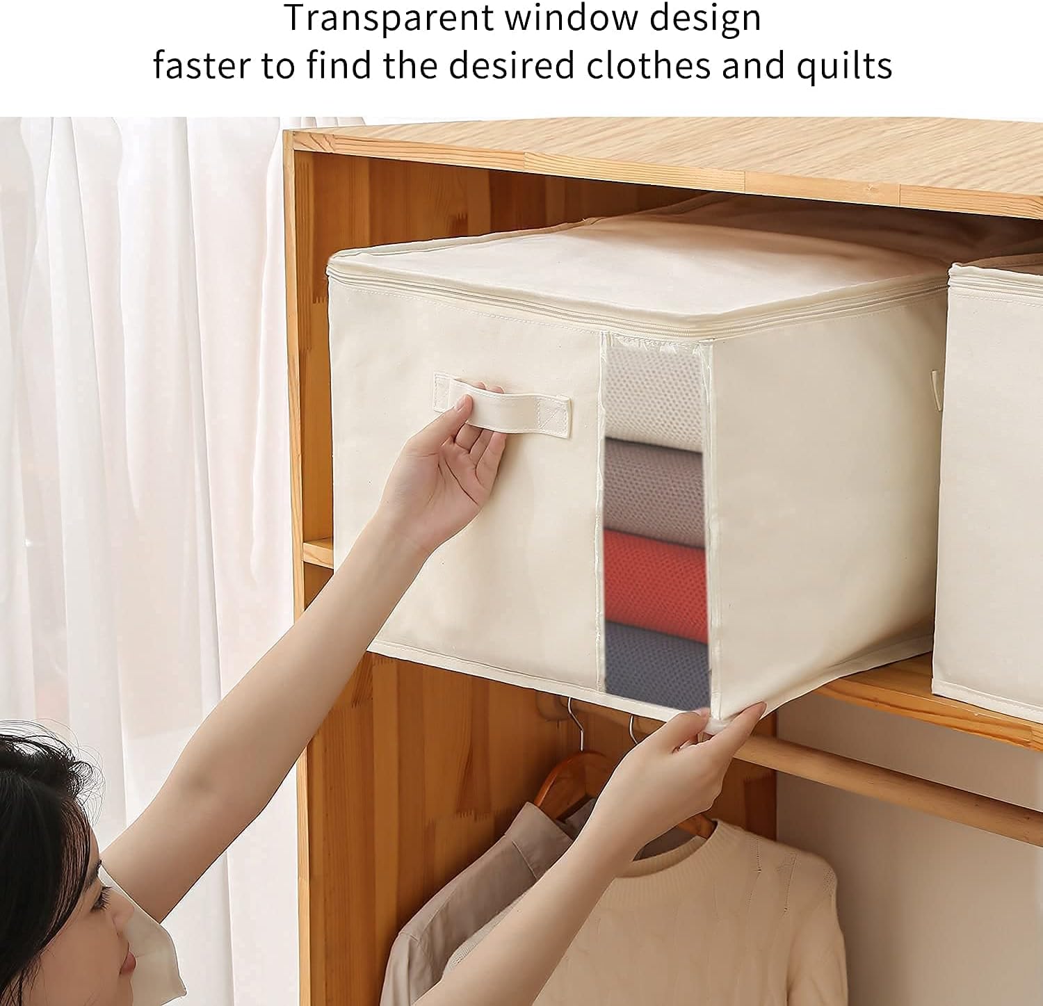 Canvas Clothes Storage Organiser – Double Zip Bag with Handles and Viewing Window