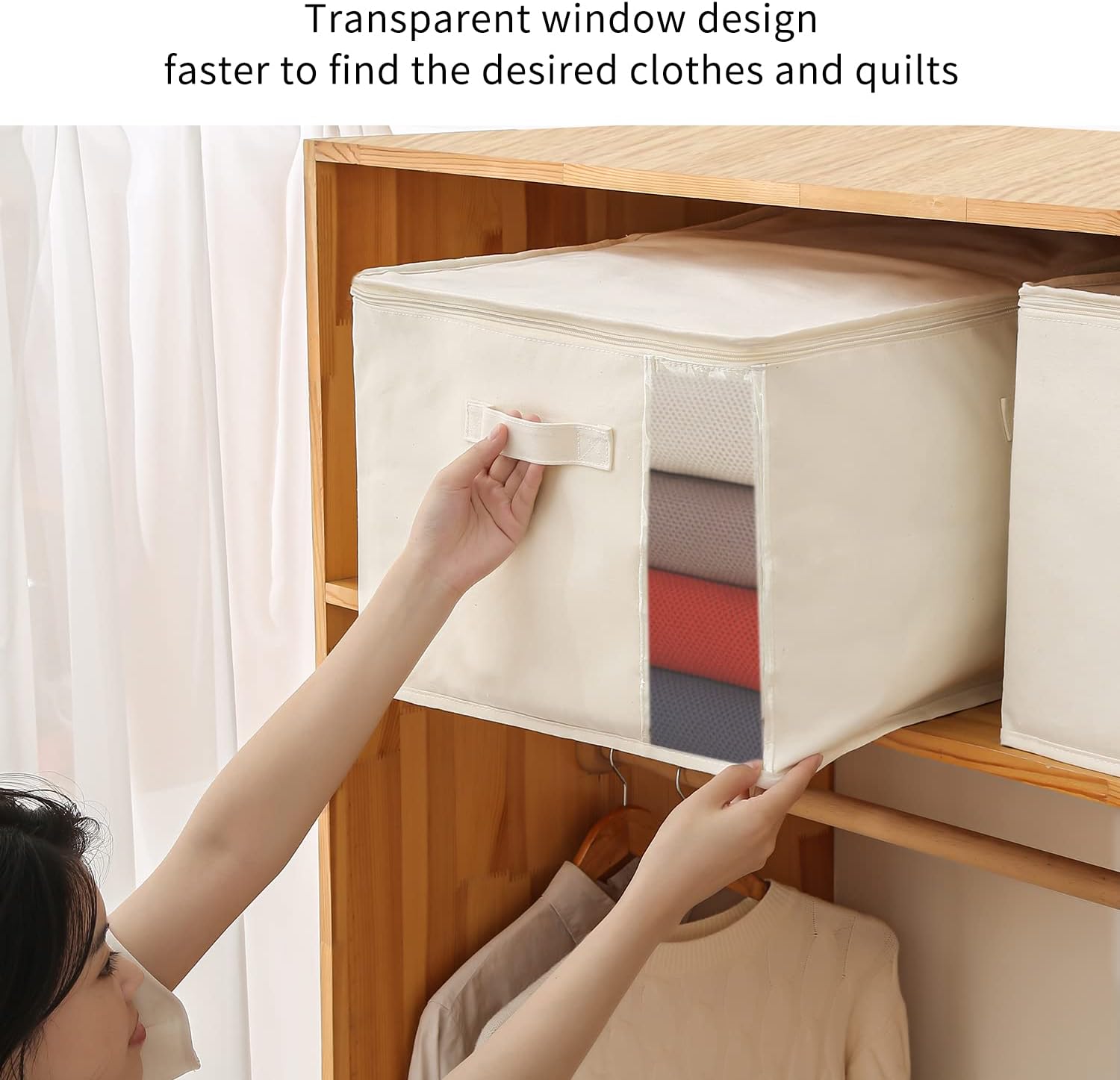 Canvas Clothes Storage Organiser – Double Zip Bag with Handles and Viewing Window