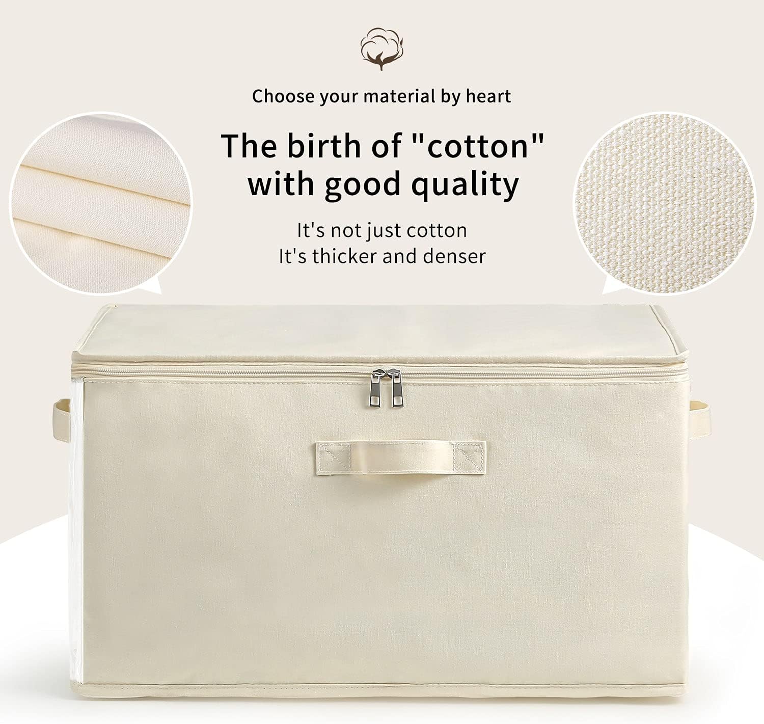 Canvas Clothes Storage Organiser – Double Zip Bag with Handles and Viewing Window