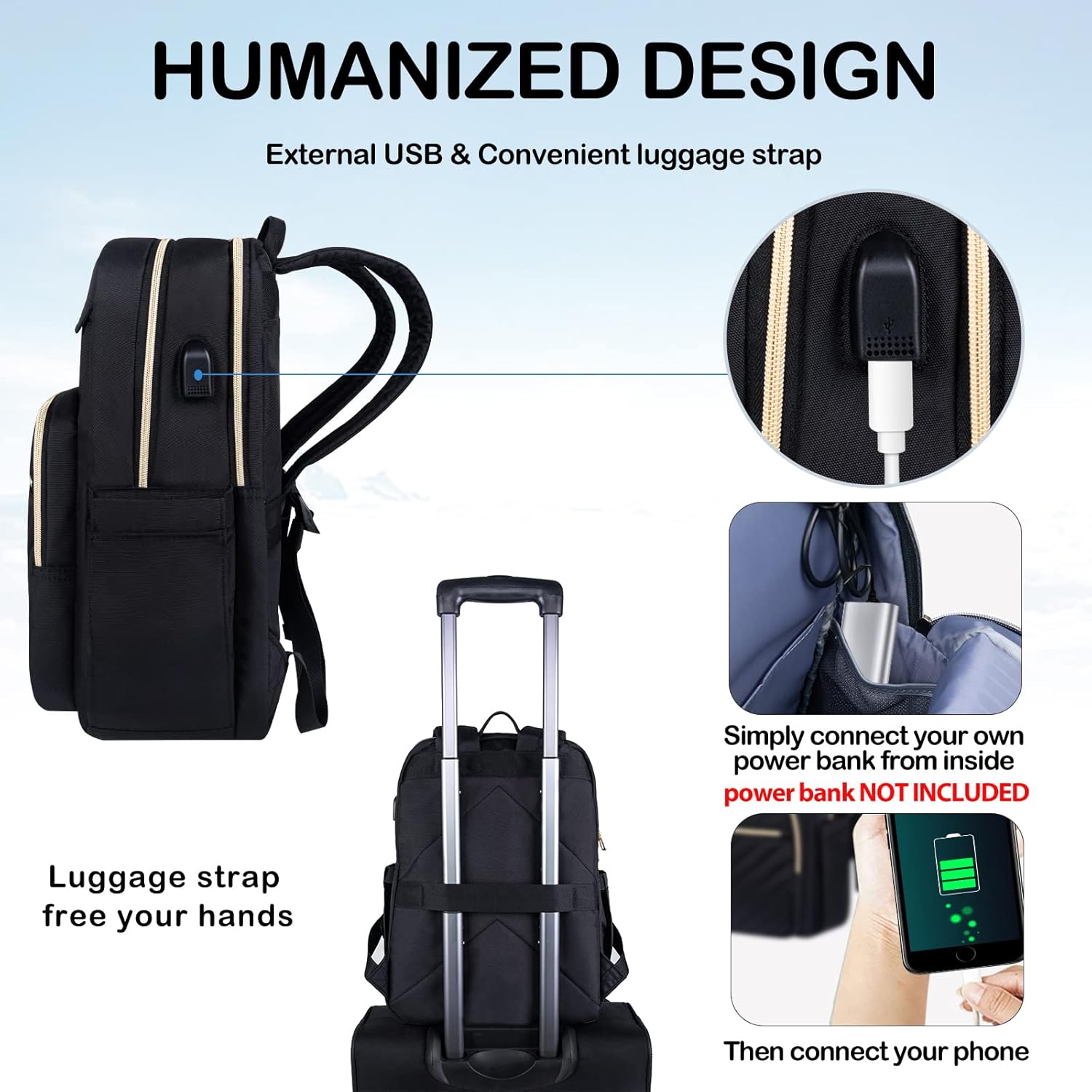 Lightweight Waterproof Laptop Backpack with USB Port – Compatible with 15.6"