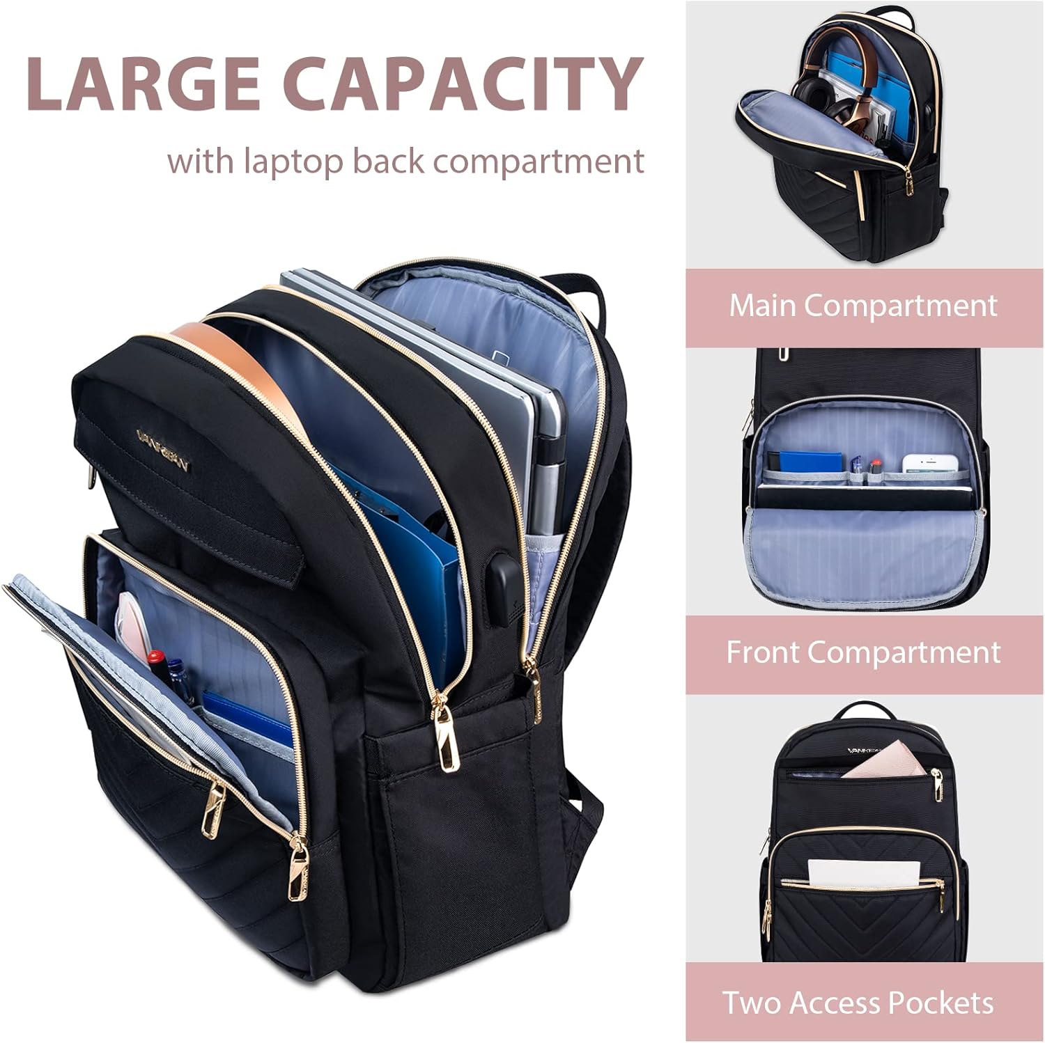 Lightweight Waterproof Laptop Backpack with USB Port – Compatible with 15.6"