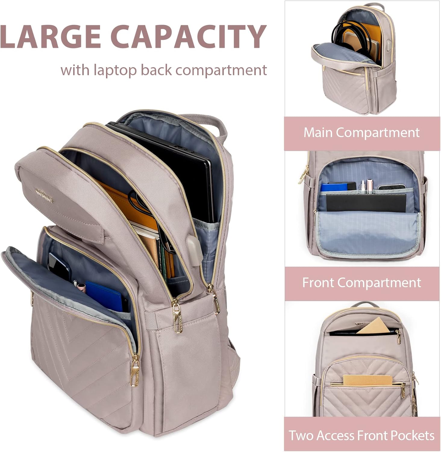 Lightweight Waterproof Laptop Backpack with USB Port – Compatible with 15.6"