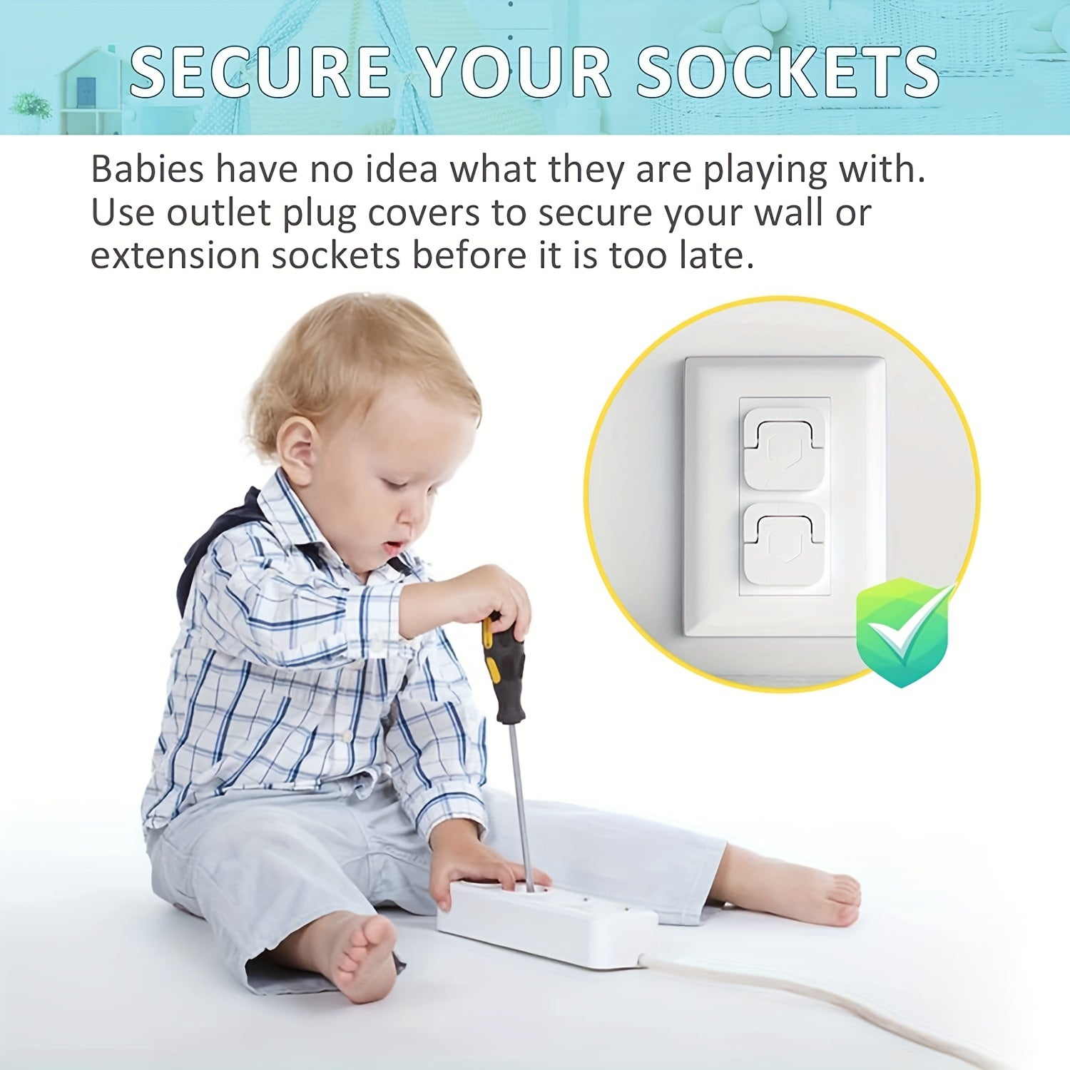 Child Safety Socket Protectors - Concealed Handle | 12 Pieces