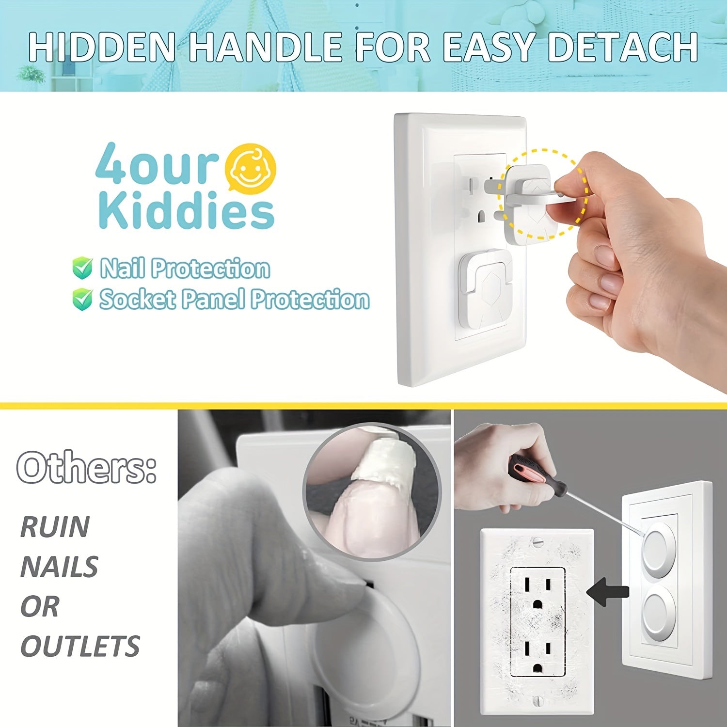 Child Safety Socket Protectors - Concealed Handle | 12 Pieces